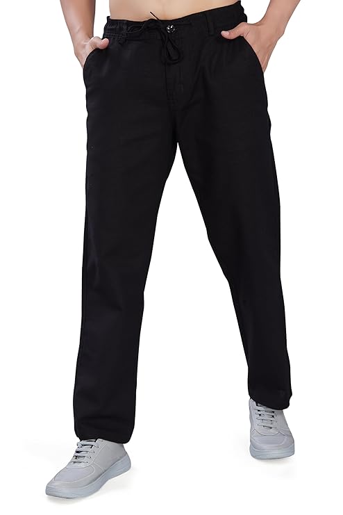 DIVISIVE Men's Relaxed Fit Cotton Linen Blend Trousers